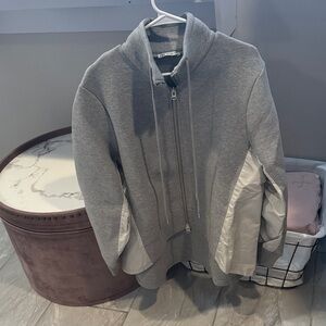 Zara women’s oversized Light Gray zip up Hoodie